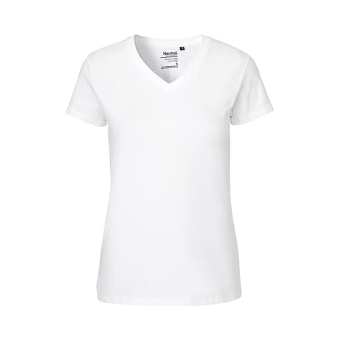 [O81005] Ladies V-neck T-shirt (White, XS)