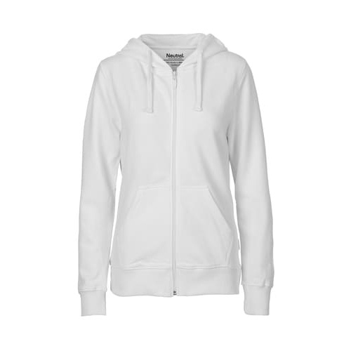 [O83301] Ladies Hoodie w. Zip (White, XS)