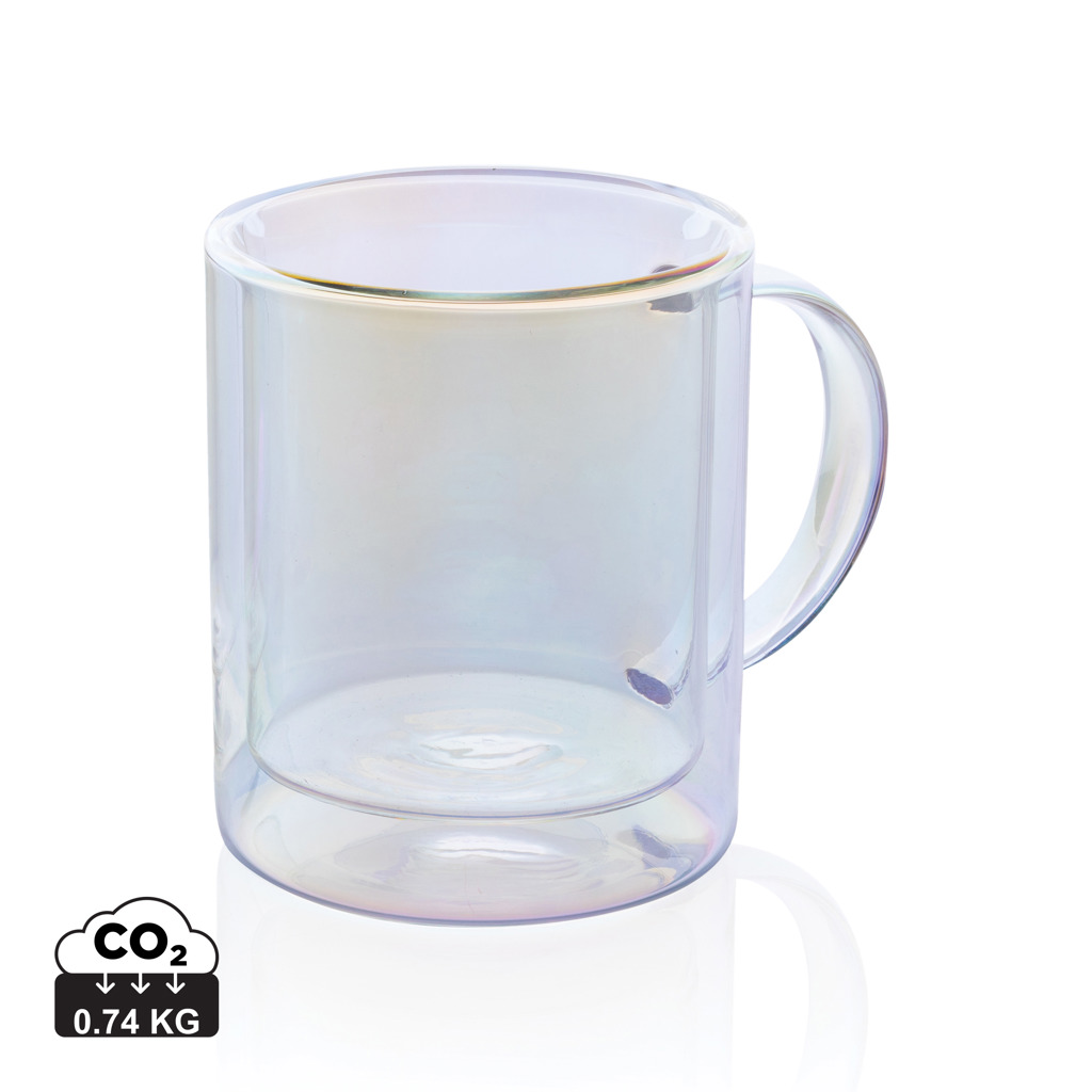 Deluxe double wall electroplated glass mug