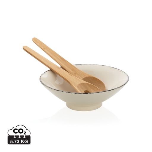 [P263.091] Ukiyo salad bowl with bamboo salad server