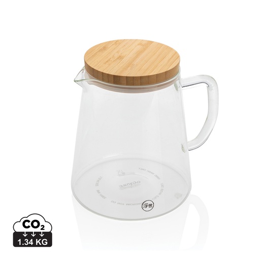 [P264.060] Ukiyo borosilicate glass carafe with bamboo lid 1.2L