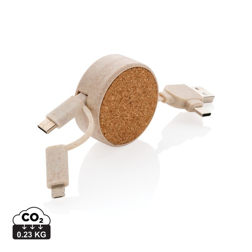 [P302.369] Cork and Wheat 6-in-1 retractable cable