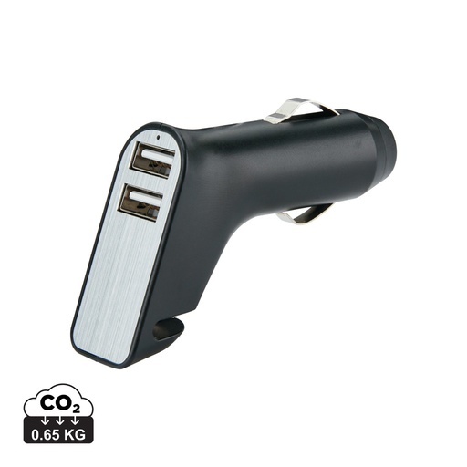 [P302.401] Dual port car charger with belt cutter and hammer