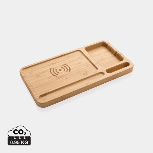 [P308.399] Bamboo desk organiser 10W wireless charger