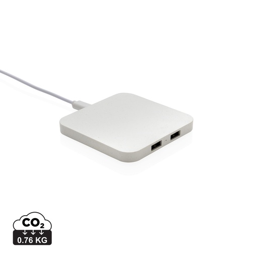 [P308.463] RCS recycled plastic 10W Wireless charger with USB Ports