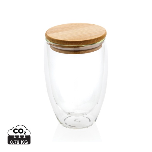 [P432.170] Double wall borosilicate glass with bamboo lid 350ml