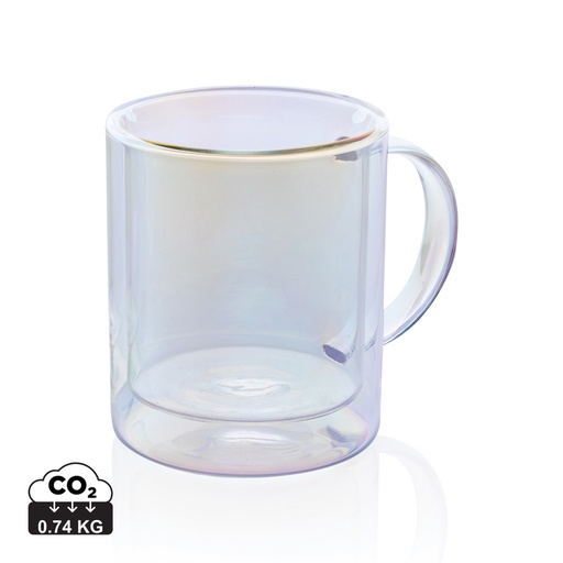 [P433.110] Deluxe double wall electroplated glass mug