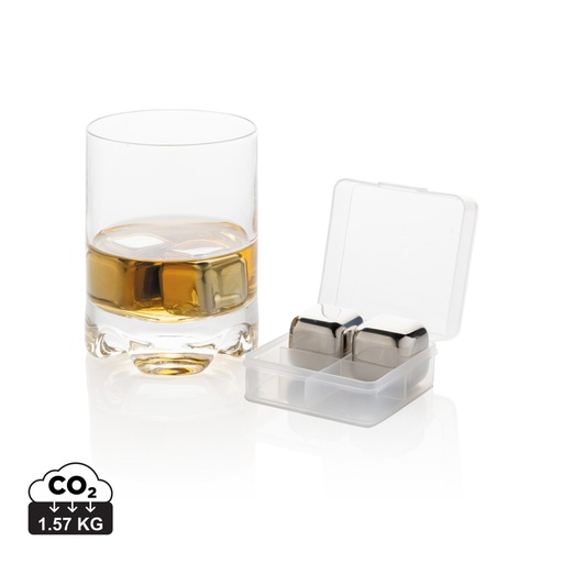 [P911.082] Re-usable stainless steel ice cubes 4pc